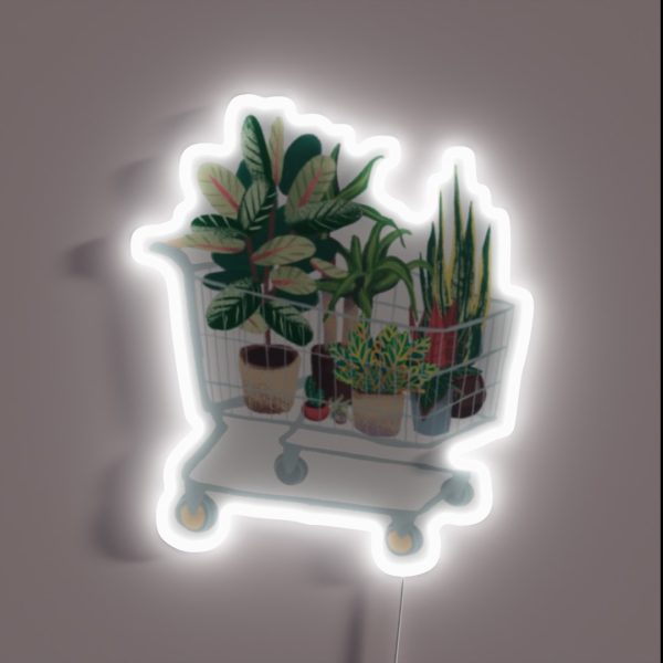 Plant In Shopping Cart RGB Neon Sign