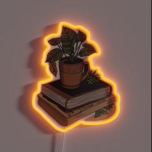 Plant Mug Book Pile RGB Neon Sign
