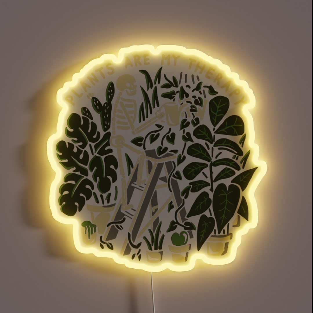 Plants Are My Therapy Skeleton RGB Neon Sign Plants Are My Therapy Skeleton RGB Neon Sign