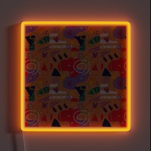 Playful Abstract Shapes Pattern RGB Neon Sign