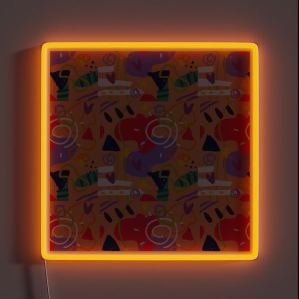 Playful Abstract Shapes Pattern RGB Neon Sign