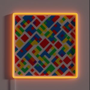Playful Brick Motifs Colorful Pattern RGB Neon Sign