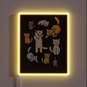 Playful Cat Pattern Background RGB Neon Sign Playful Cat Pattern Background RGB Neon Sign