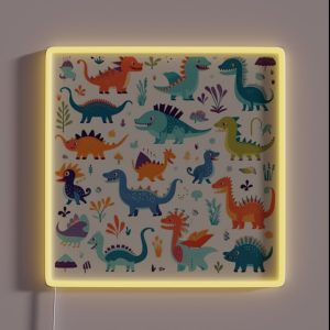Playful Dinosaur Friends Design A Pattern With Adorable Dinosaurs RGB Neon Sign Playful Dinosaur Friends Design A Pattern With Adorable Dinosaurs RGB Neon Sign