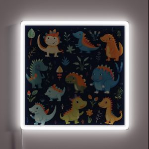 Playful Dinosaur Friends Design A Pattern With Adorable Dinosaurs RGB Neon Sign Playful Dinosaur Friends Design A Pattern With Adorable Dinosaurs RGB Neon Sign