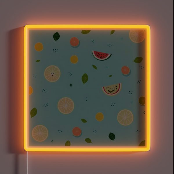 Playful Fruit Pattern RGB Neon Sign