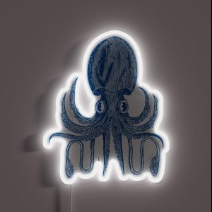 Playful Octopus Block Print Pattern In Pink And Blue RGB Neon Sign