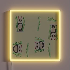 Playful Panda Pattern RGB Neon Sign