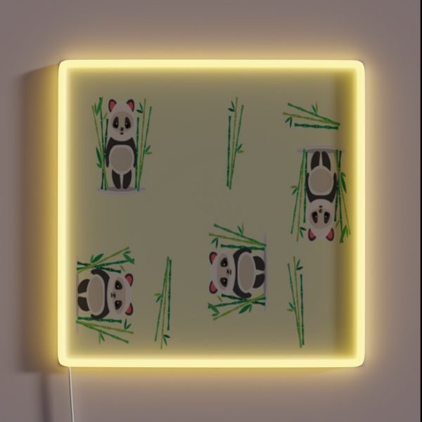 Playful Panda Pattern RGB Neon Sign