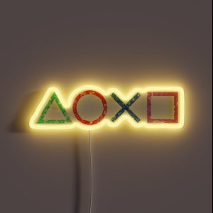 Playstation Icons Grunge Distressed RGB Neon Sign