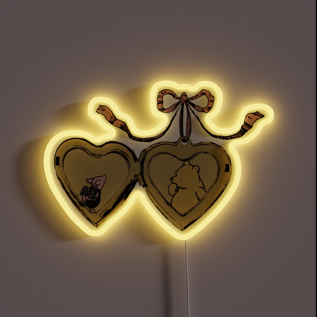 Pooh And Piglet Locket Design RGB Neon Sign Pooh And Piglet Locket Design RGB Neon Sign