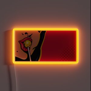 Pop Art Woman Licking Lollipop RGB Neon Sign