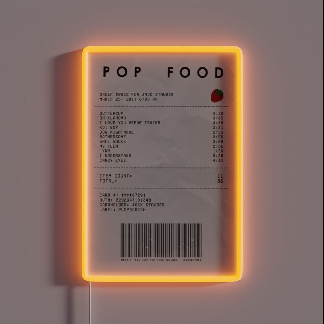 Pop Food Album Receipt RGB Neon Sign Pop Food Album Receipt RGB Neon Sign