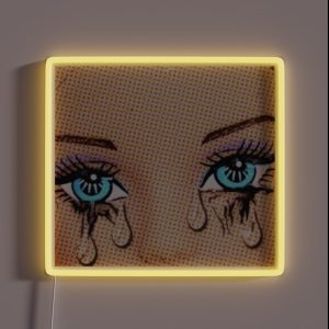 Popart Tears Doll S Blue Eyes Filled With Tears RGB Neon Sign Popart Tears Doll S Blue Eyes Filled With Tears RGB Neon Sign