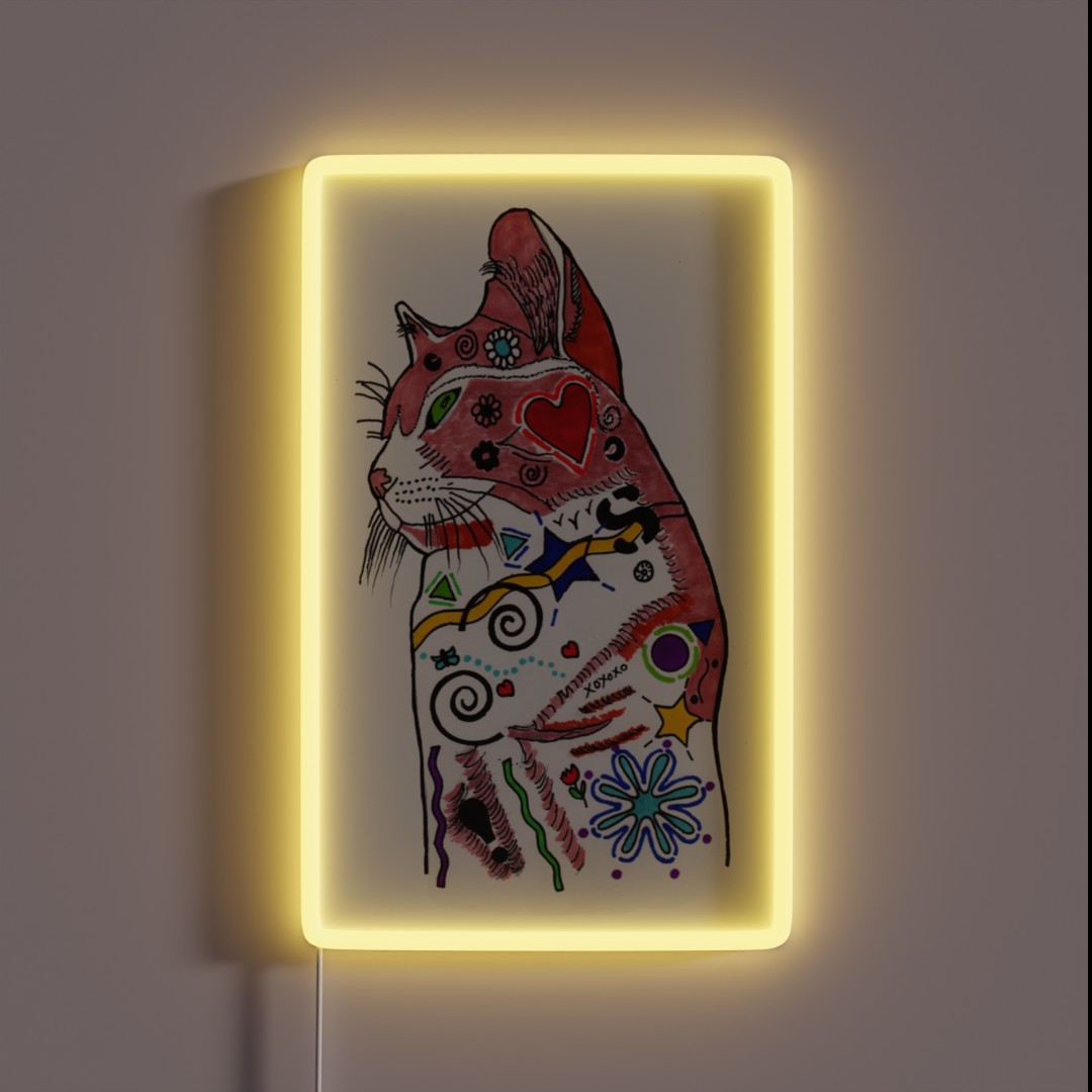 Portrait Of Sherbie The Cat RGB Neon Sign Portrait Of Sherbie The Cat RGB Neon Sign