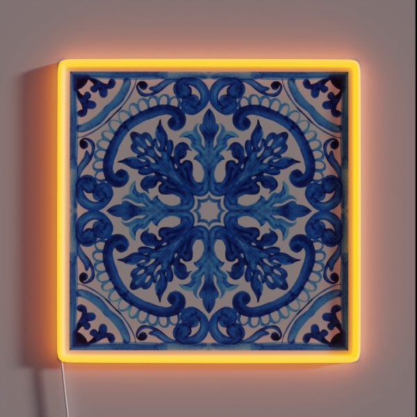Portuguese Azulejo Tiles Gorgeous Patterns RGB Neon Sign