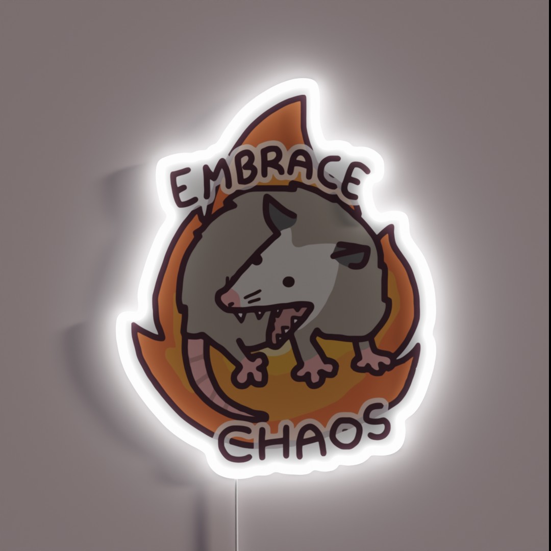 Possum Embrace Chaos Violence Raccoon RGB Neon Sign Possum Embrace Chaos Violence Raccoon RGB Neon Sign