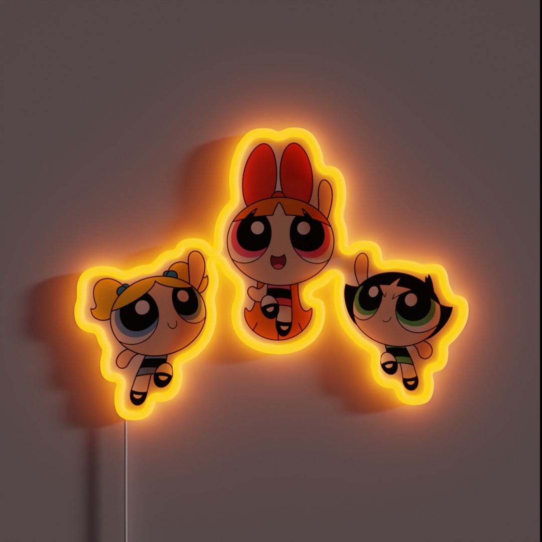 Powderpuff Girls Cartoon RGB Neon Sign Powderpuff Girls Cartoon RGB Neon Sign