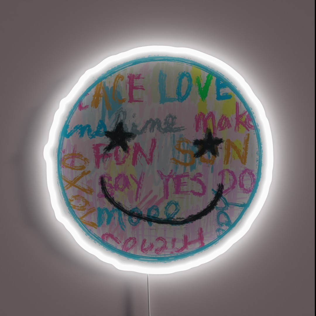 Preppy Art Happy Face Smiley Face Preppy RGB Neon Sign Preppy Art Happy Face Smiley Face Preppy RGB Neon Sign