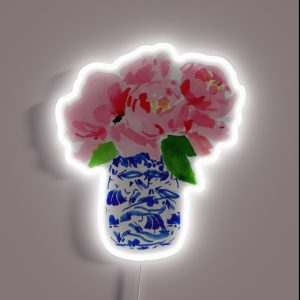 Preppy Hydrangeas In Ginger Jar RGB Neon Sign