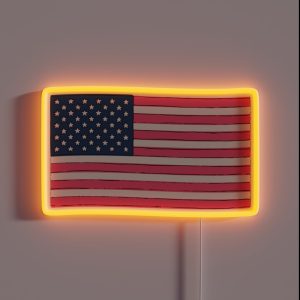 Preppy Pink American Flag RGB Neon Sign