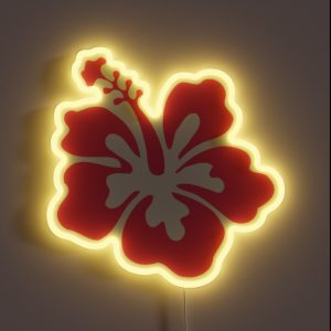 Preppy Pink Hibiscus Coconut Girl Aesthetic X RGB Neon Sign