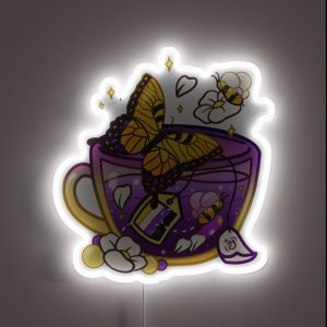 Pride Flag Teacup Butterfly Non Binary RGB Neon Sign
