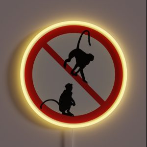 Prohibited Sign Not Allowed No Acting The Monkey RGB Neon Sign Prohibited Sign Not Allowed No Acting The Monkey RGB Neon Sign