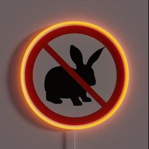Prohibited Sign Not Allowed No Bunnies Rabbit RGB Neon Sign Prohibited Sign Not Allowed No Bunnies Rabbit RGB Neon Sign