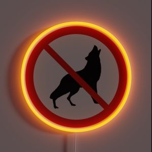 Prohibited Sign Not Allowed No Howling Wolf RGB Neon Sign Prohibited Sign Not Allowed No Howling Wolf RGB Neon Sign