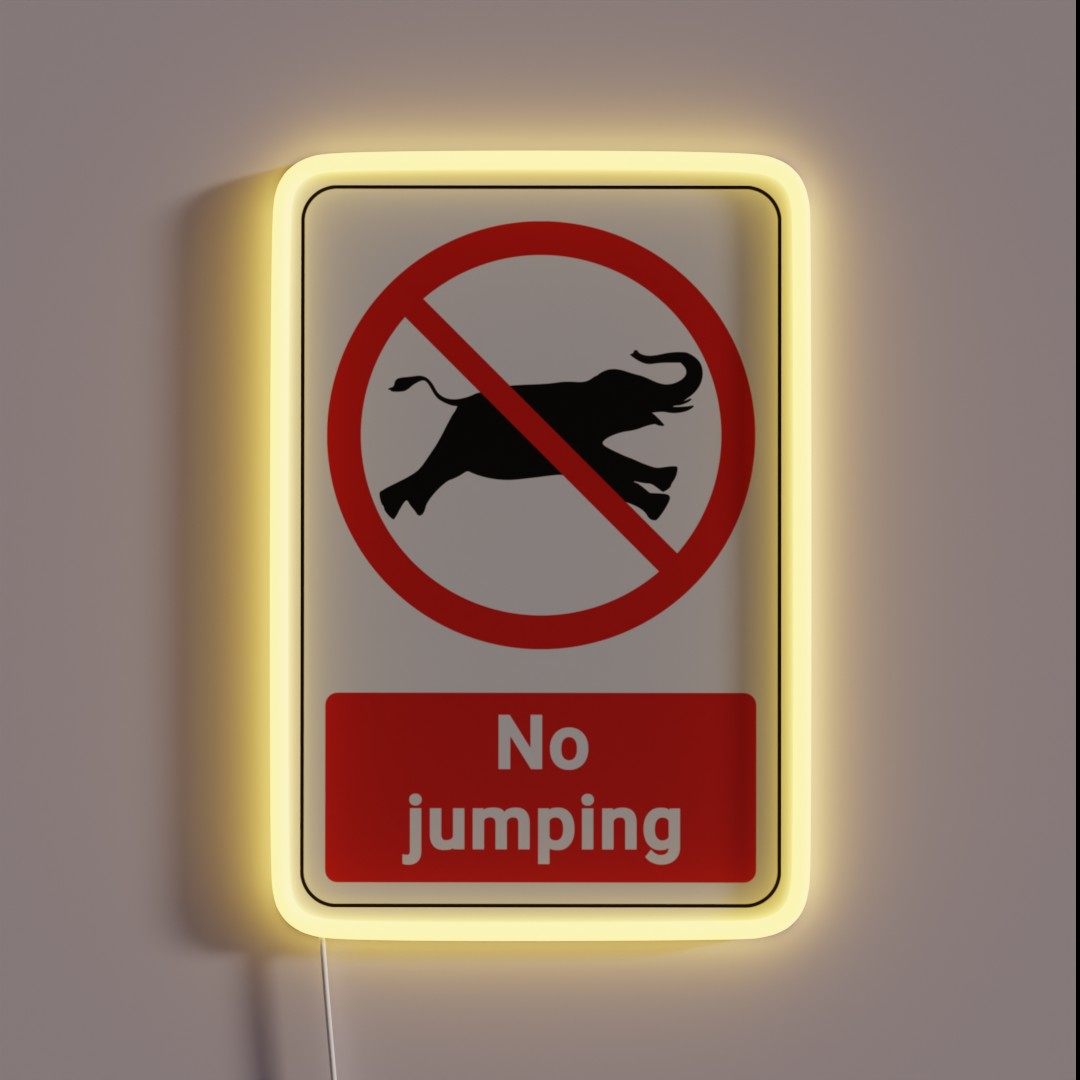 Prohibited Sign Not Allowed No Jumping RGB Neon Sign Prohibited Sign Not Allowed No Jumping RGB Neon Sign