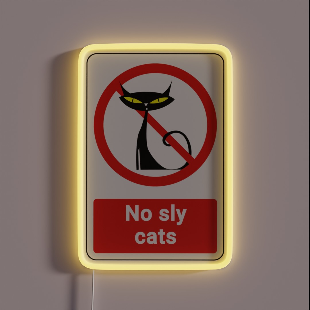 Prohibited Sign Not Allowed No Sly Cats RGB Neon Sign Prohibited Sign Not Allowed No Sly Cats RGB Neon Sign