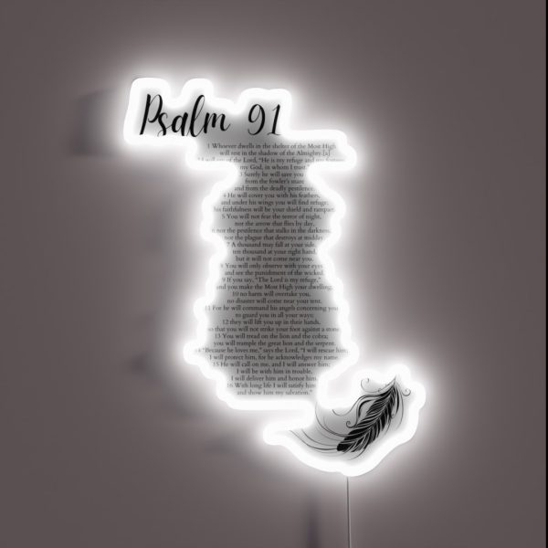 Psalm 91 Bible Verses 91 1 91 16 Feather RGB Neon Sign