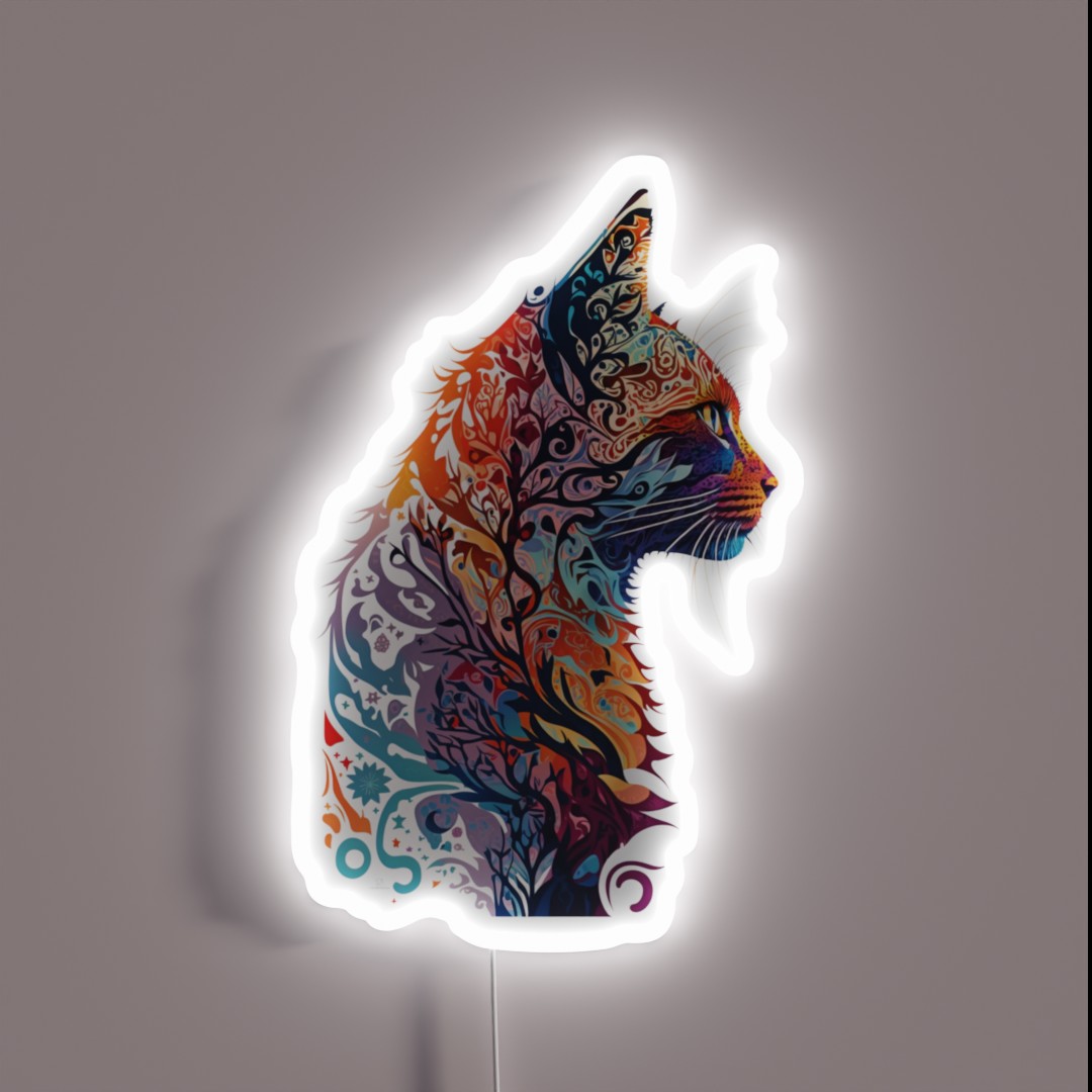 Psychedelic Cat Portrait RGB Neon Sign Psychedelic Cat Portrait RGB Neon Sign