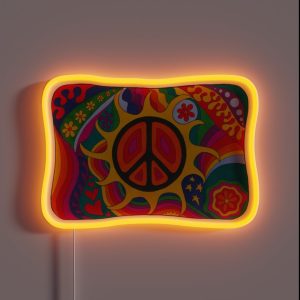 Psychedelic Flaming Peace RGB Neon Sign Psychedelic Flaming Peace RGB Neon Sign