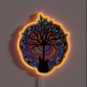 Psychedelic Sonic Cyclone Surreal Guitar Tree Art RGB Neon Sign