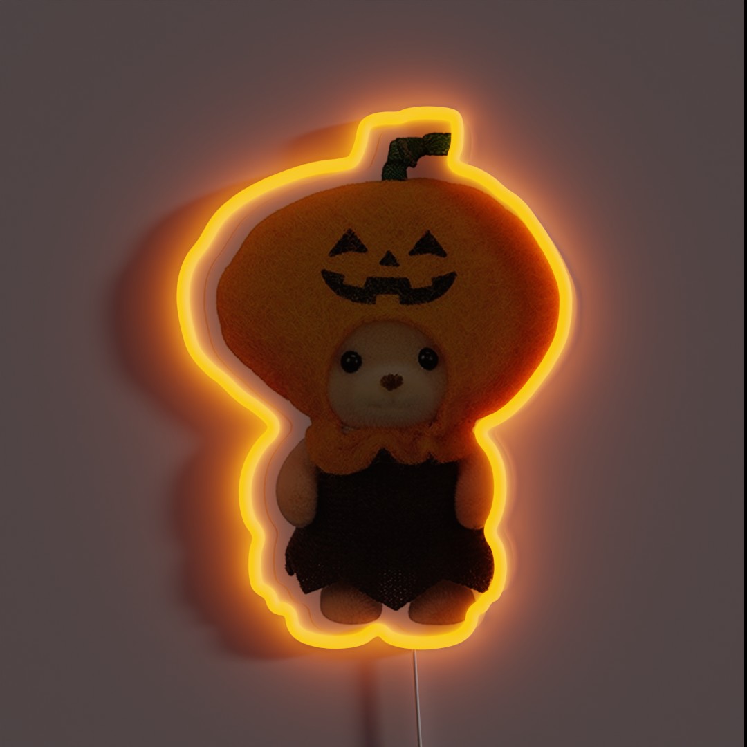 Pumpkin Calico Critter Halloween RGB Neon Sign Pumpkin Calico Critter Halloween RGB Neon Sign