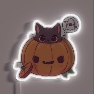Pumpkin Kitty Original Gray RGB Neon Sign Pumpkin Kitty Original Gray RGB Neon Sign