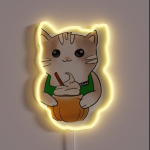 Pumpkin Spice Cat Barista RGB Neon Sign Pumpkin Spice Cat Barista RGB Neon Sign