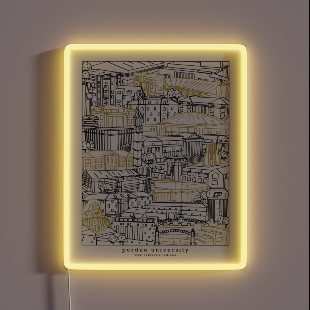 Purdue University Campus Artwork RGB Neon Sign Purdue University Campus Artwork RGB Neon Sign