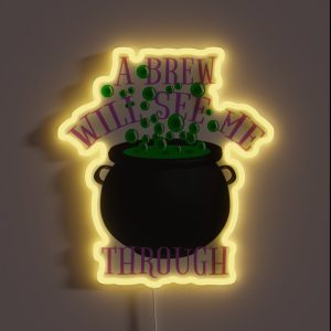 Purple A Brew Will See Me Through Great Drinking Design For Halloween RGB Neon Sign
