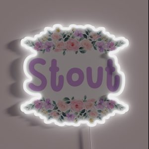 Purple Flower Stout Name Label Black RGB Neon Sign