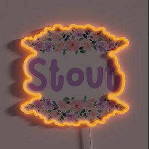 Purple Flower Stout Name Label RGB Neon Sign