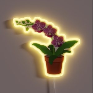 Purple Orchid In Pot RGB Neon Sign