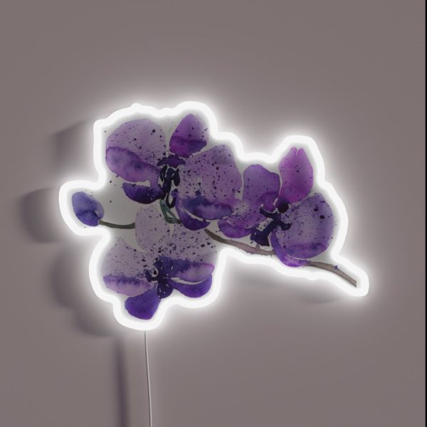 Purple Orchid Watercolor RGB Neon Sign