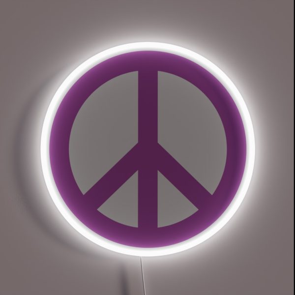 Purple Peace Sign Symbol RGB Neon Sign