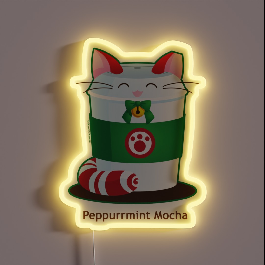 Purrista Pawfee Peppermint Mocha Coffee Cat RGB Neon Sign Purrista Pawfee Peppermint Mocha Coffee Cat RGB Neon Sign