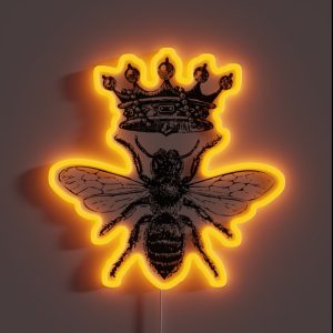Queen Bee Vintage Honey Bees Black And White RGB Neon Sign