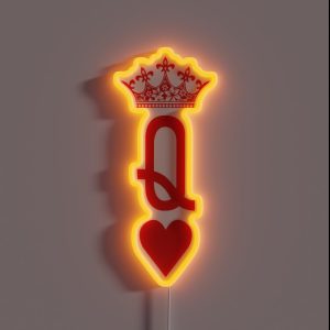 Queen Of Hearts Playing Cards Design For Poker Players RGB Neon Sign
