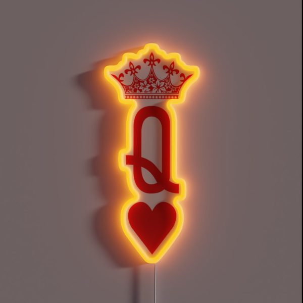 Queen Of Hearts Playing Cards Design For RGB Neon Sign